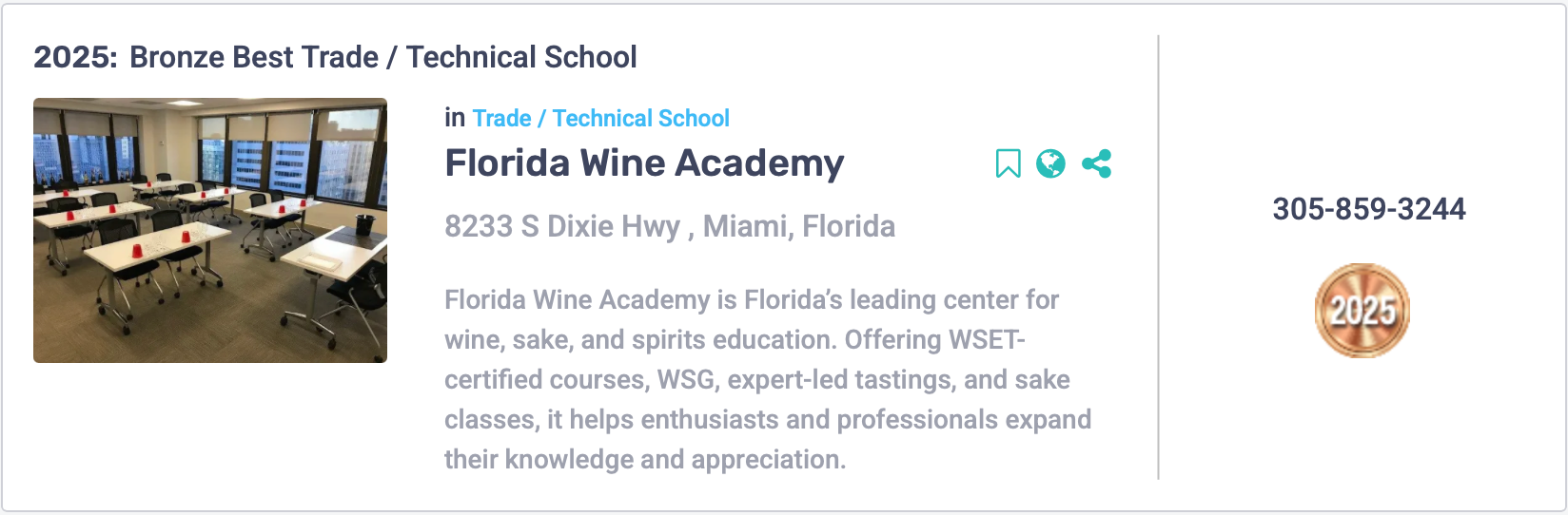 Florida Wine Academy Named Best Wine School in Florida by Miami Herald Readers